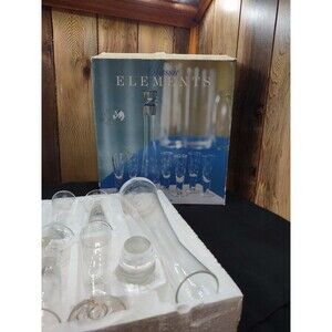 Classic Elements 7 Piece Etched Glass Cordial Liquor Home Bar Set in Box